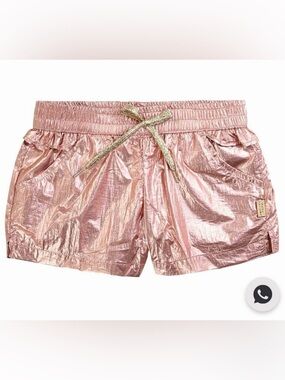 MARC JACOBS Girls Metallic Rose Gold Faux Leather Shorts Size 8